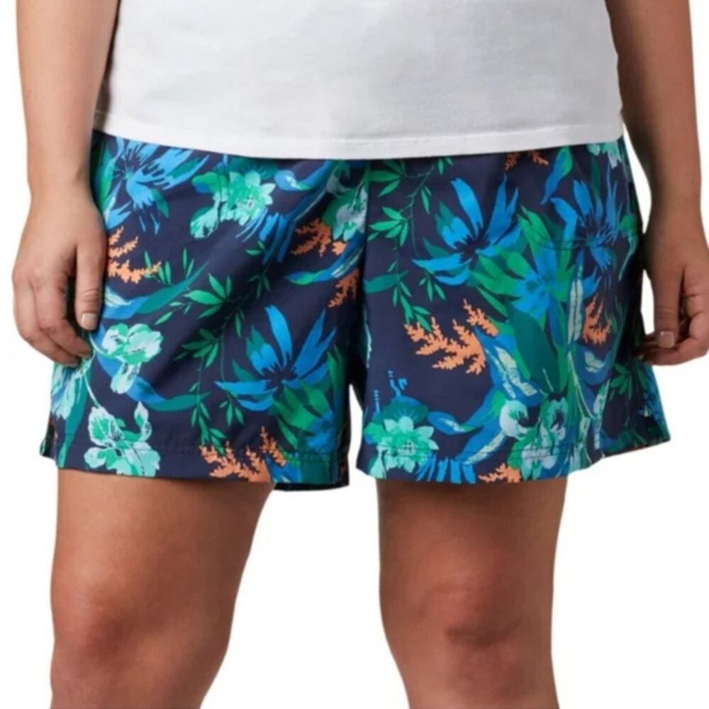 Columbia Omni‑Shade Sandy River Tropical Print Active‎ Shorts Women’s Size L